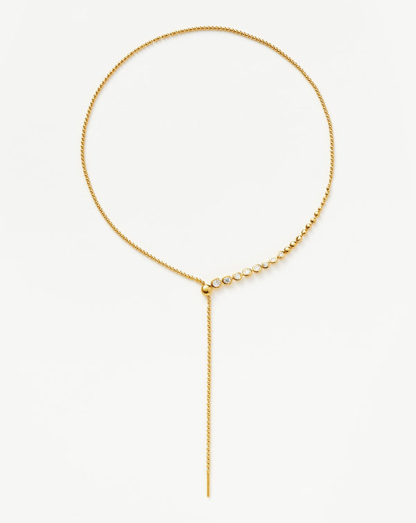 Missoma Beaded Stone Slider Lariat Necklace | 18ct Gold Vermeil/Cubic Zirconia