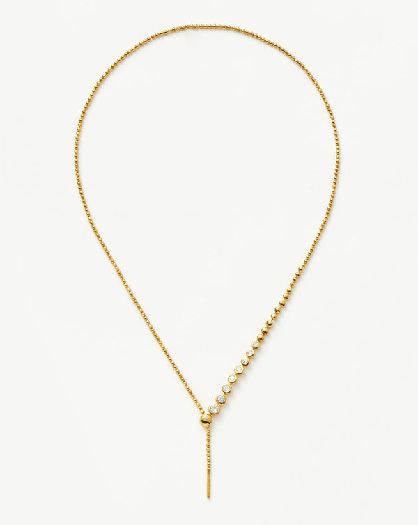 missoma Beaded Stone Slider Lariat Necklace | 18ct Gold Vermeil/Cubic Zirconia