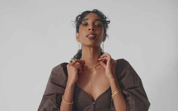 Missoma Beaded Stone Slider Lariat Necklace | Sterling Silver Cubic Zirconia