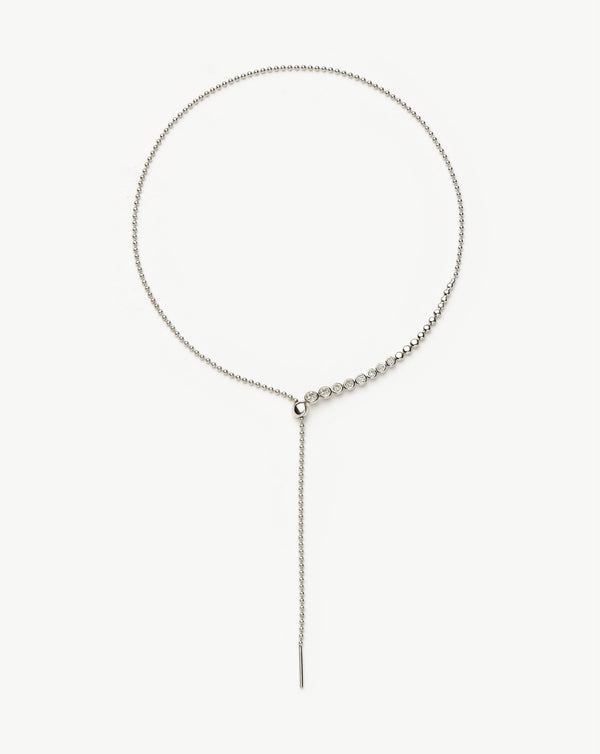 Missoma Beaded Stone Slider Lariat Necklace | Sterling Silver Cubic Zirconia