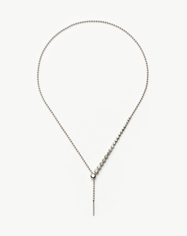 missoma Beaded Stone Slider Lariat Necklace | Sterling Silver Cubic Zirconia