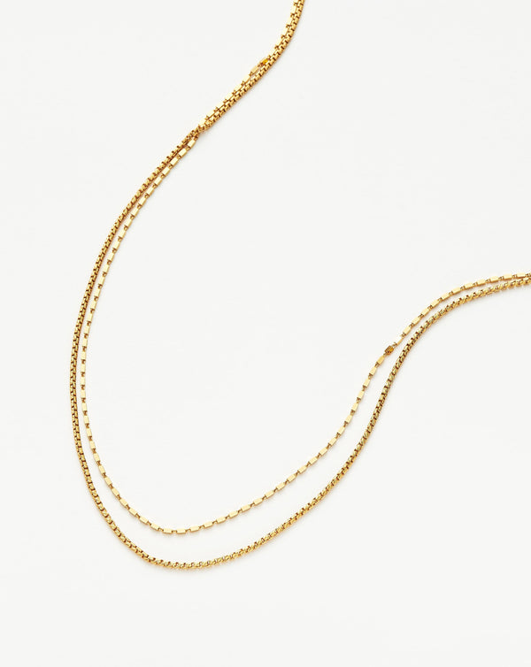 Missoma Box Link Double Chain Necklace | 18ct Gold Vermeil