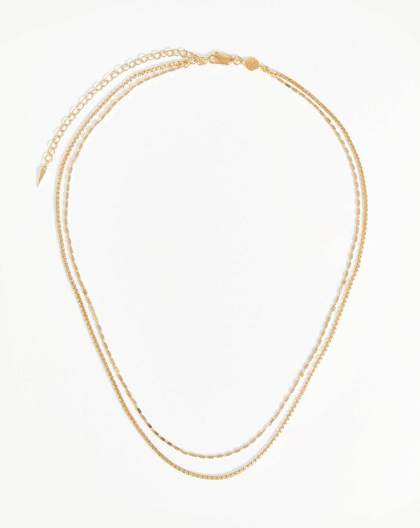 missoma Box Link Double Chain Necklace | 18ct Gold Vermeil