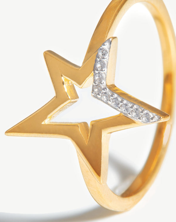 Missoma Celestial Pave Star Ring | 18ct Gold Vermeil/Cubic Zirconia