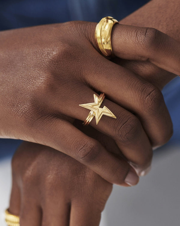Missoma Celestial Ridge Star Ring | 18ct Gold Vermeil