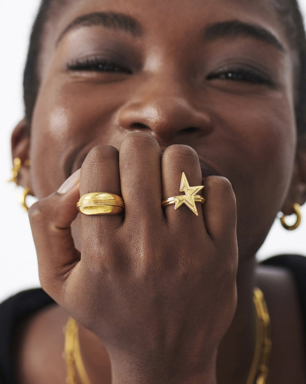 Missoma Celestial Ridge Star Ring | 18ct Gold Vermeil