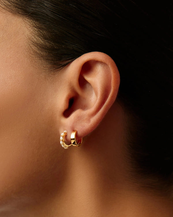 Missoma Chubby & Gemstone Huggies Set | 18ct Gold Plated Vermeil / Pearl