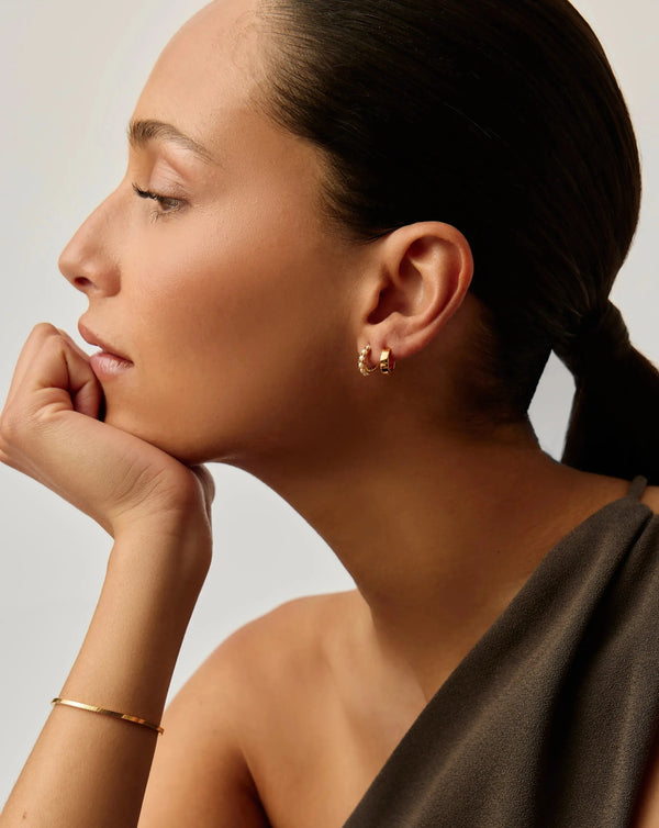 Missoma Chubby & Gemstone Huggies Set | 18ct Gold Plated Vermeil / Pearl