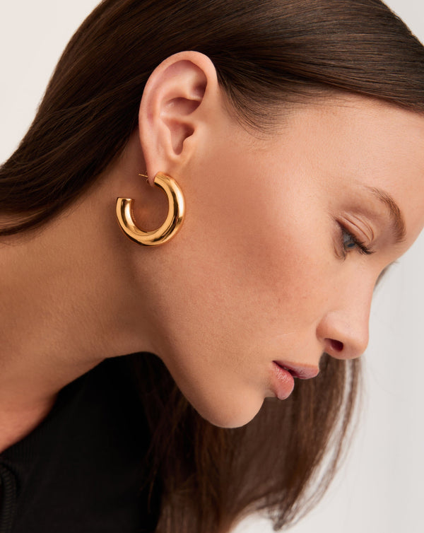 Missoma Chubby Large Hoop Earrings | 18ct Gold Plated