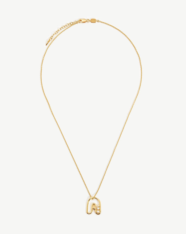 Missoma Chubby Pearl Initial Pendant Necklace - A | 18ct Gold Vermeil