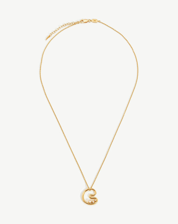 Missoma Chubby Pearl Initial Pendant Necklace - C | 18ct Gold Vermeil