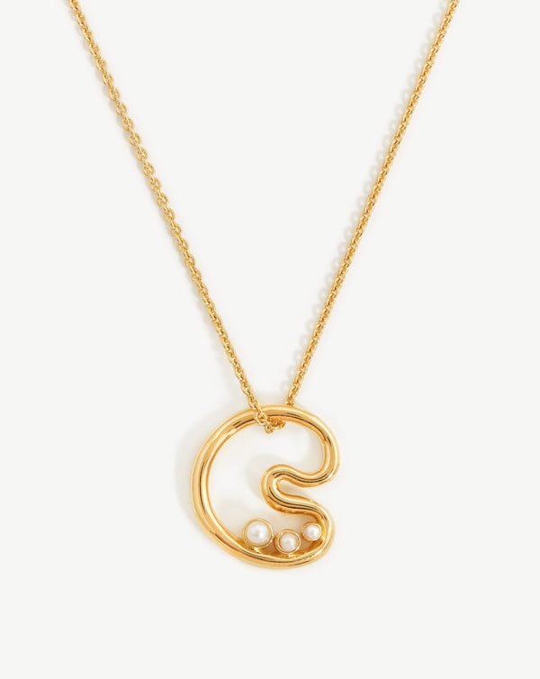 missoma Chubby Pearl Initial Pendant Necklace - C | 18ct Gold Vermeil
