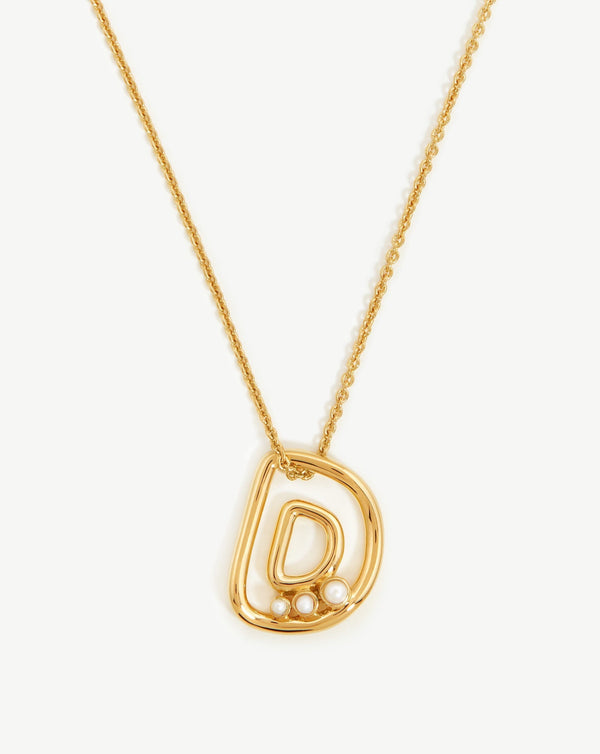 missoma Chubby Pearl Initial Pendant Necklace - D | 18ct Gold Vermeil