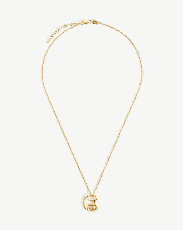 Missoma Chubby Pearl Initial Pendant Necklace - E | 18ct Gold Vermeil