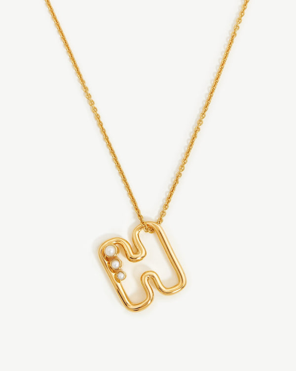 missoma Chubby Pearl Initial Pendant Necklace - H | 18ct Gold Vermeil