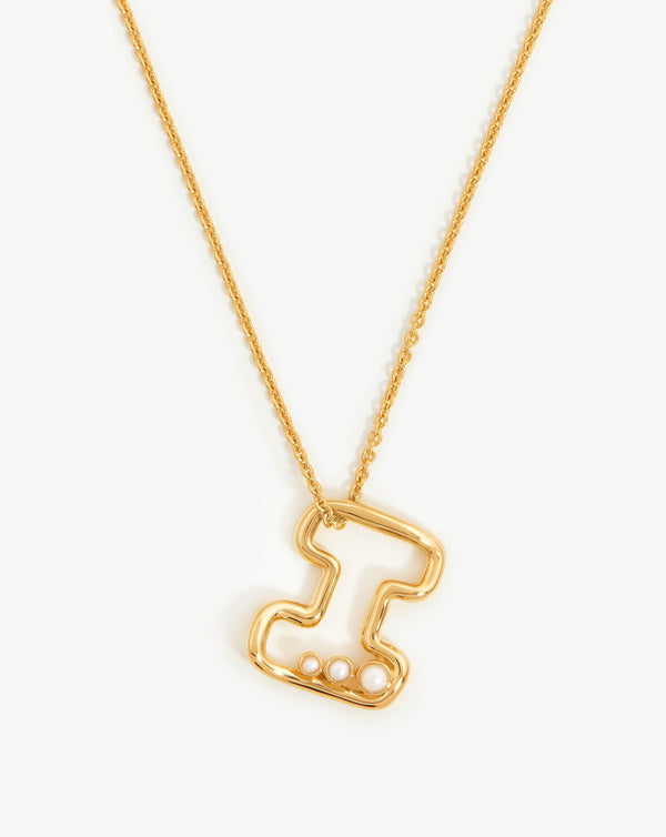 missoma Chubby Pearl Initial Pendant Necklace - I | 18ct Gold Vermeil