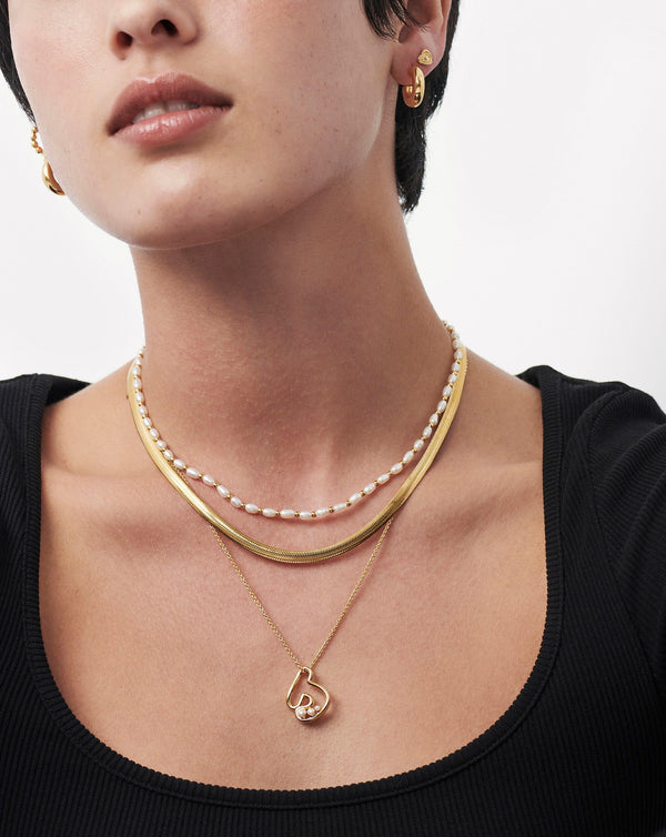 Missoma Chubby Pearl Initial Pendant Necklace - J | 18ct Gold Vermeil