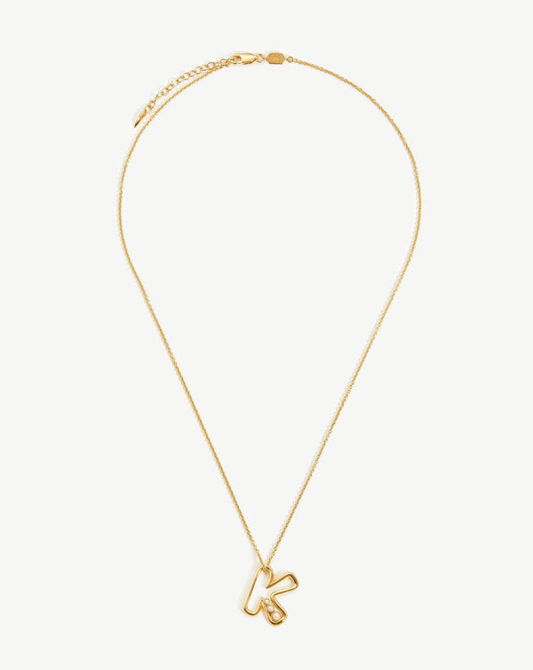 Missoma Chubby Pearl Initial Pendant Necklace - K | 18ct Gold Vermeil