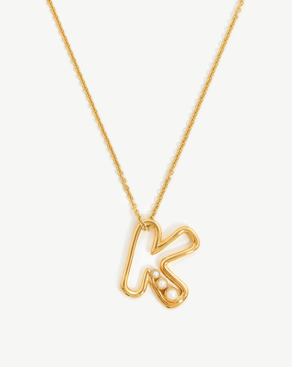 missoma Chubby Pearl Initial Pendant Necklace - K | 18ct Gold Vermeil