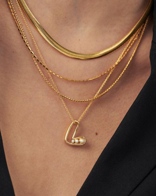 Missoma Chubby Pearl Initial Pendant Necklace - L | 18ct Gold Vermeil