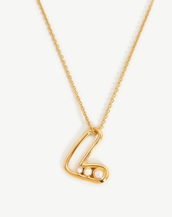missoma Chubby Pearl Initial Pendant Necklace - L | 18ct Gold Vermeil