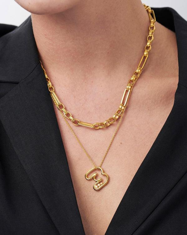 Missoma Chubby Pearl Initial Pendant Necklace - M | 18ct Gold Vermeil