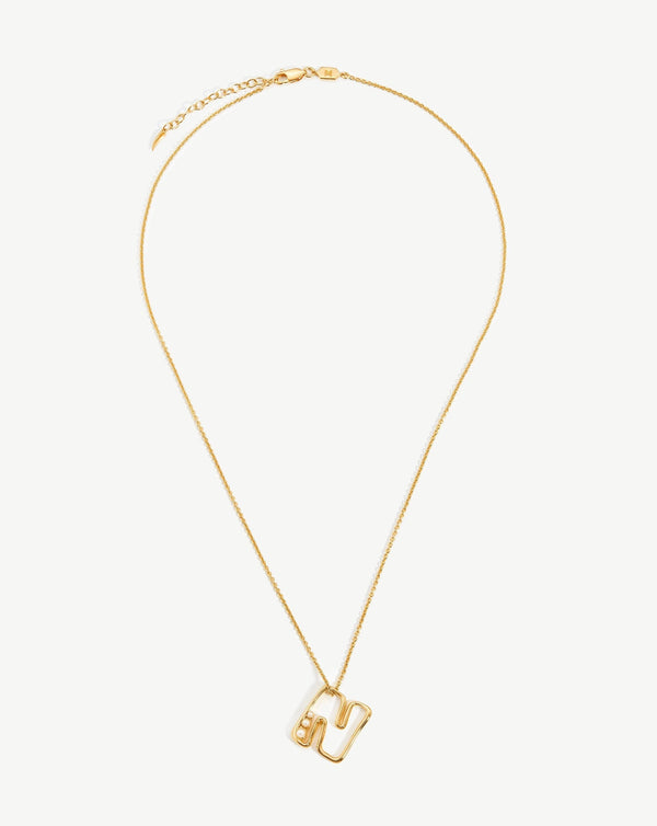 Missoma Chubby Pearl Initial Pendant Necklace - N | 18ct Gold Vermeil