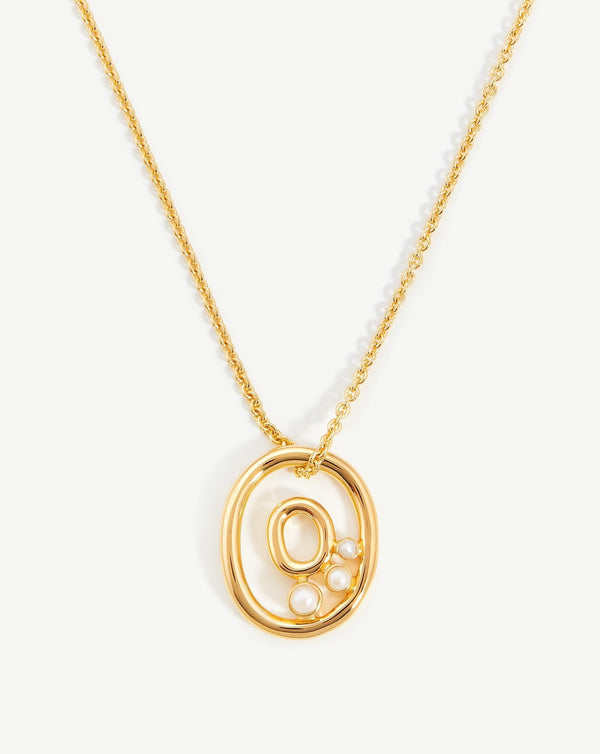 missoma Chubby Pearl Initial Pendant Necklace - O | 18ct Gold Vermeil