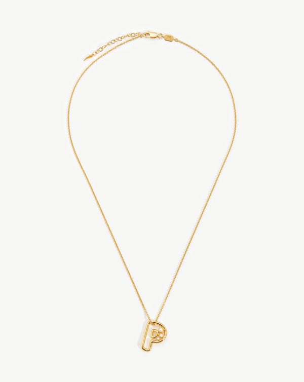 Missoma Chubby Pearl Initial Pendant Necklace - P | 18ct Gold Vermeil