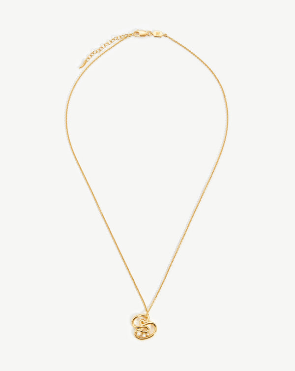 Missoma Chubby Pearl Initial Pendant Necklace - S | 18ct Gold Vermeil