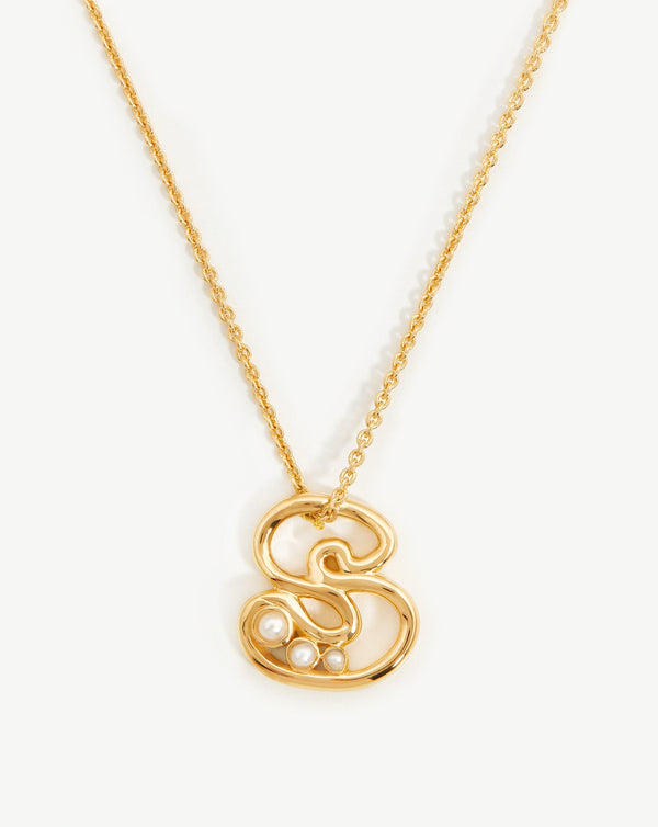 missoma Chubby Pearl Initial Pendant Necklace - S | 18ct Gold Vermeil