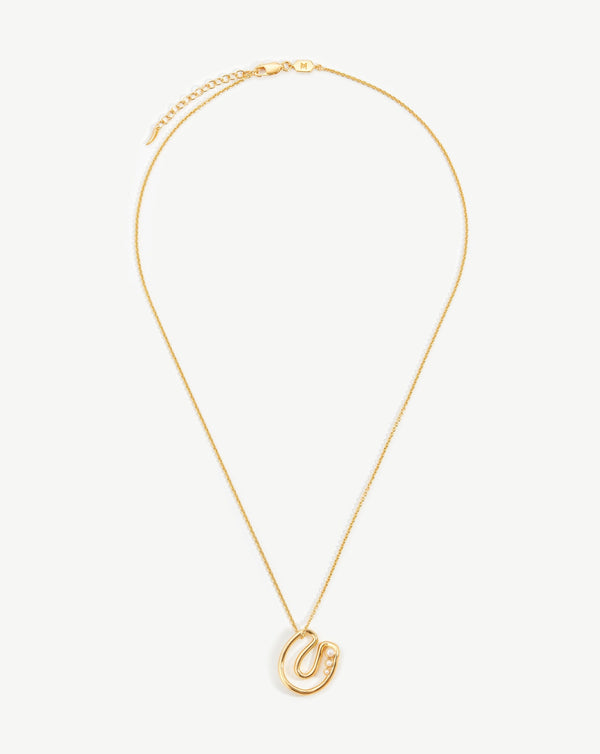 Missoma Chubby Pearl Initial Pendant Necklace - U | 18ct Gold Vermeil