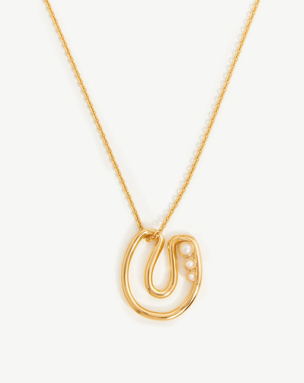 missoma Chubby Pearl Initial Pendant Necklace - U | 18ct Gold Vermeil