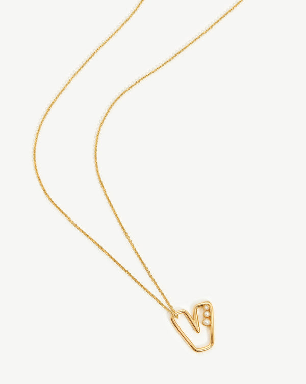 Missoma Chubby Pearl Initial Pendant Necklace - V | 18ct Gold Vermeil