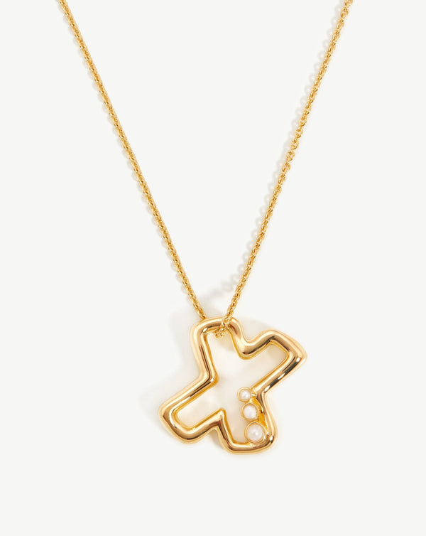 missoma Chubby Pearl Initial Pendant Necklace - X | 18ct Gold Vermeil