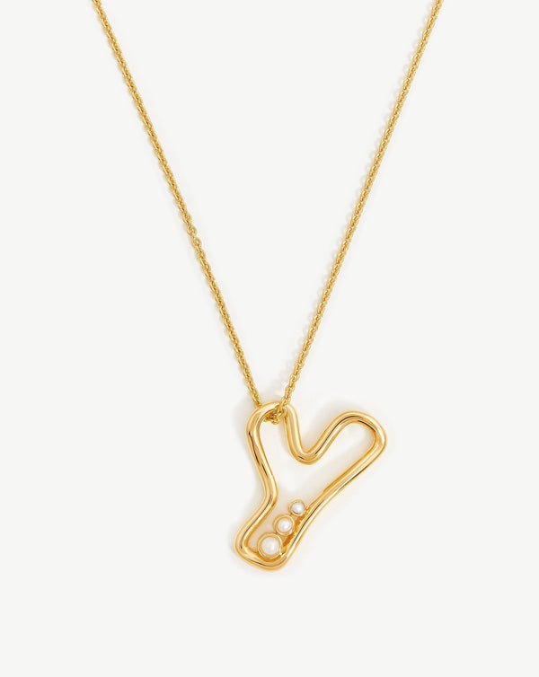 missoma Chubby Pearl Initial Pendant Necklace - Y | 18ct Gold Vermeil