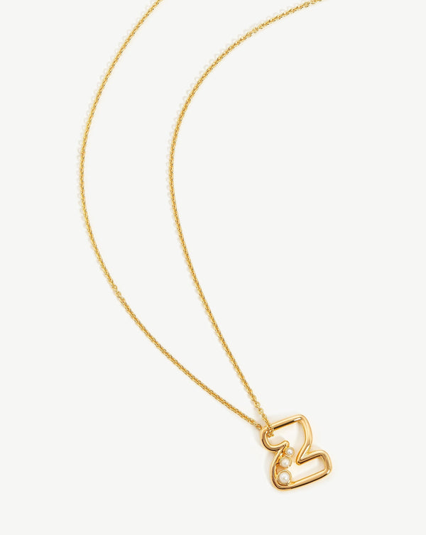 Missoma Chubby Pearl Initial Pendant Necklace - Z | 18ct Gold Vermeil