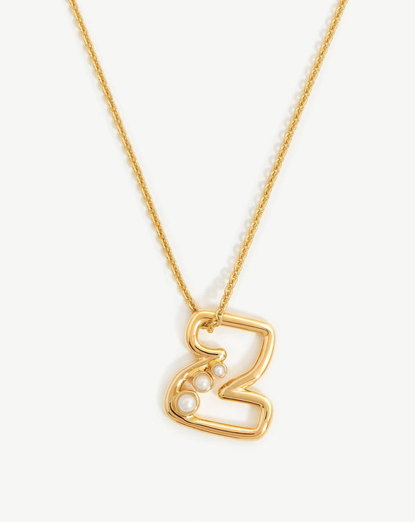 missoma Chubby Pearl Initial Pendant Necklace - Z | 18ct Gold Vermeil