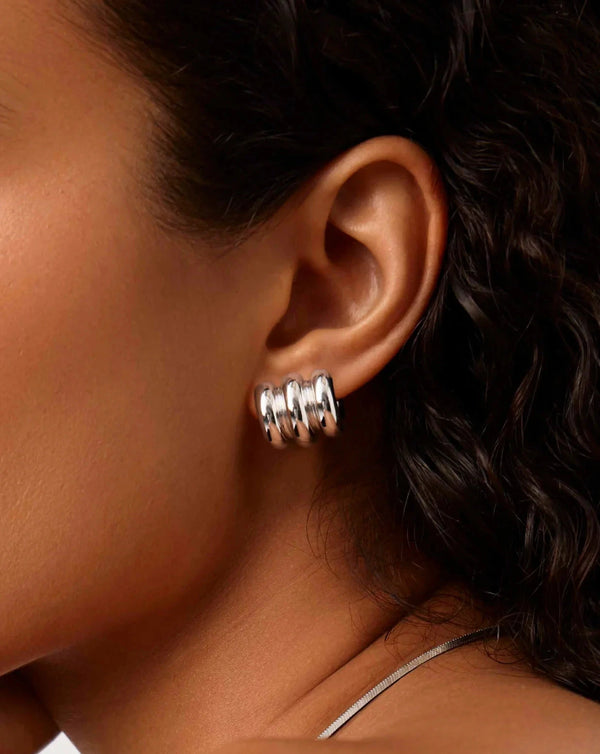 Missoma Chubby Triple Small Hoop Earrings | Silver Plated