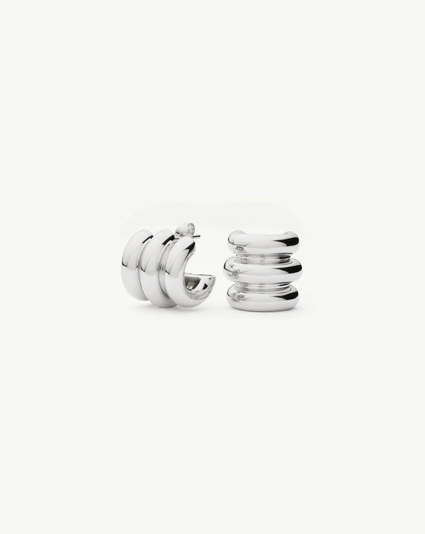 missoma Chubby Triple Small Hoop Earrings | Silver Plated