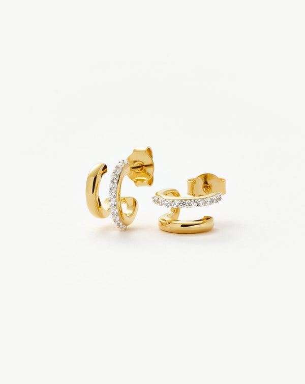 missoma Classic Double Huggies | 18ct Gold Vermeil/Cubic Zirconia
