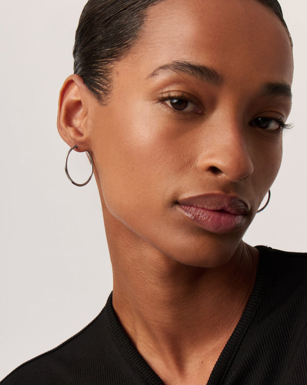 Missoma Classic Medium Hoop Earrings | Rhodium Plated On Recycled Sterling Silver