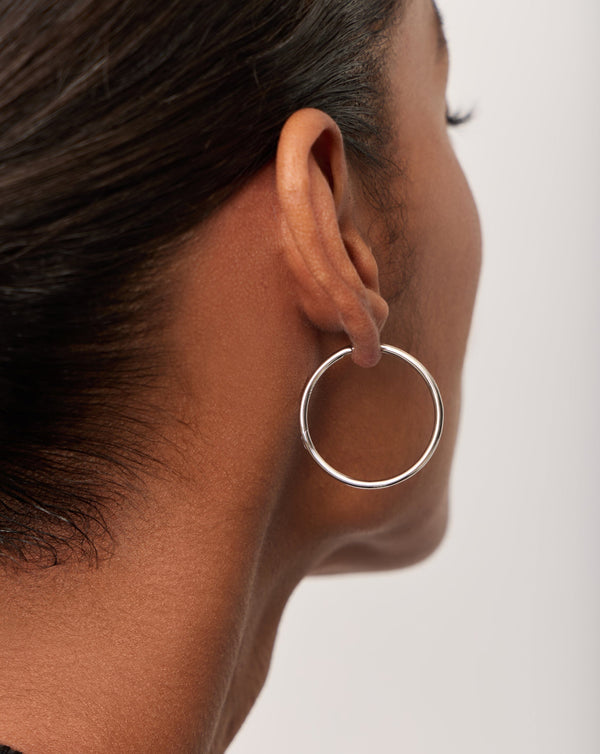 Missoma Classic Medium Hoop Earrings | Rhodium Plated On Recycled Sterling Silver