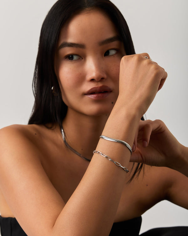 Missoma Classic Mini Paperclip Chain Bracelet | Silver Plated