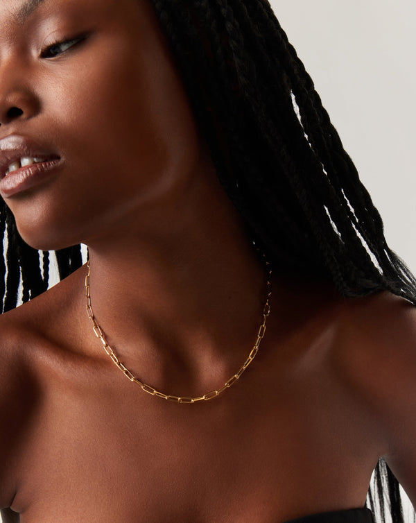 Missoma Classic Mini Short Paperclip Chain Necklace | Gold