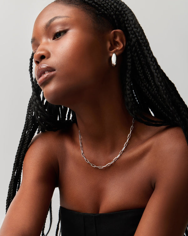 Missoma Classic Mini Short Paperclip Chain Necklace | Silver Plated