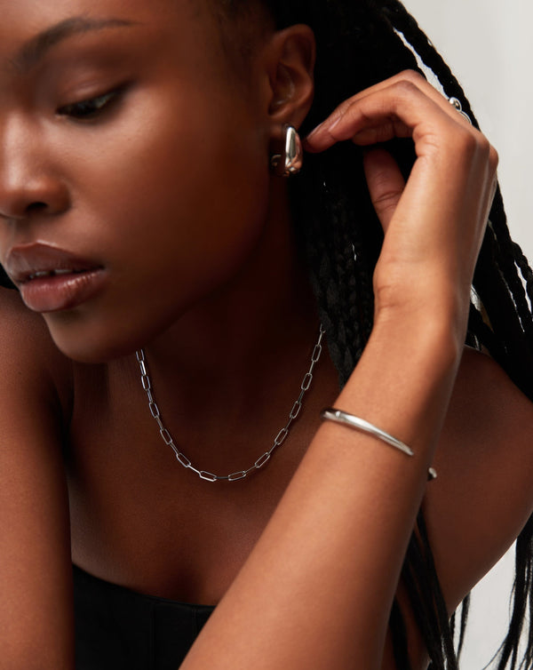 Missoma Classic Mini Short Paperclip Chain Necklace | Silver Plated