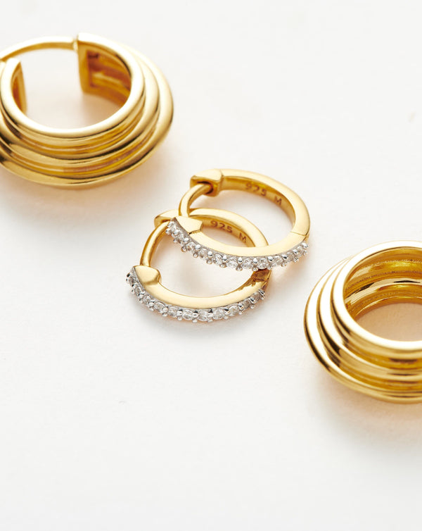 Missoma Classic Ridge Mini Hoop Earring Set | 18ct Gold Vermeil