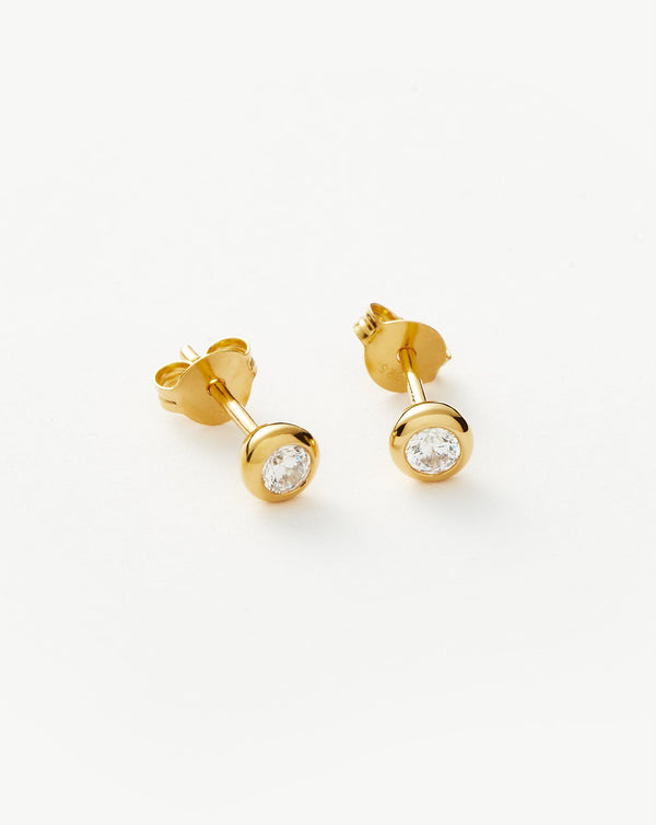 missoma Classic Stone Stud Earrings | 18ct Gold Vermeil/Cubic Zirconia