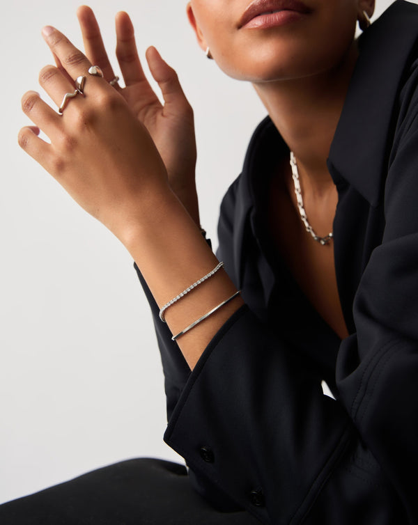 Missoma Classic Tennis & Snake Chain Bracelet Set | Sterling Silver